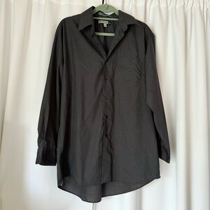 Savile Row Men's Dark Gray Long Sleeve Button Up Dress Shirt Size Large